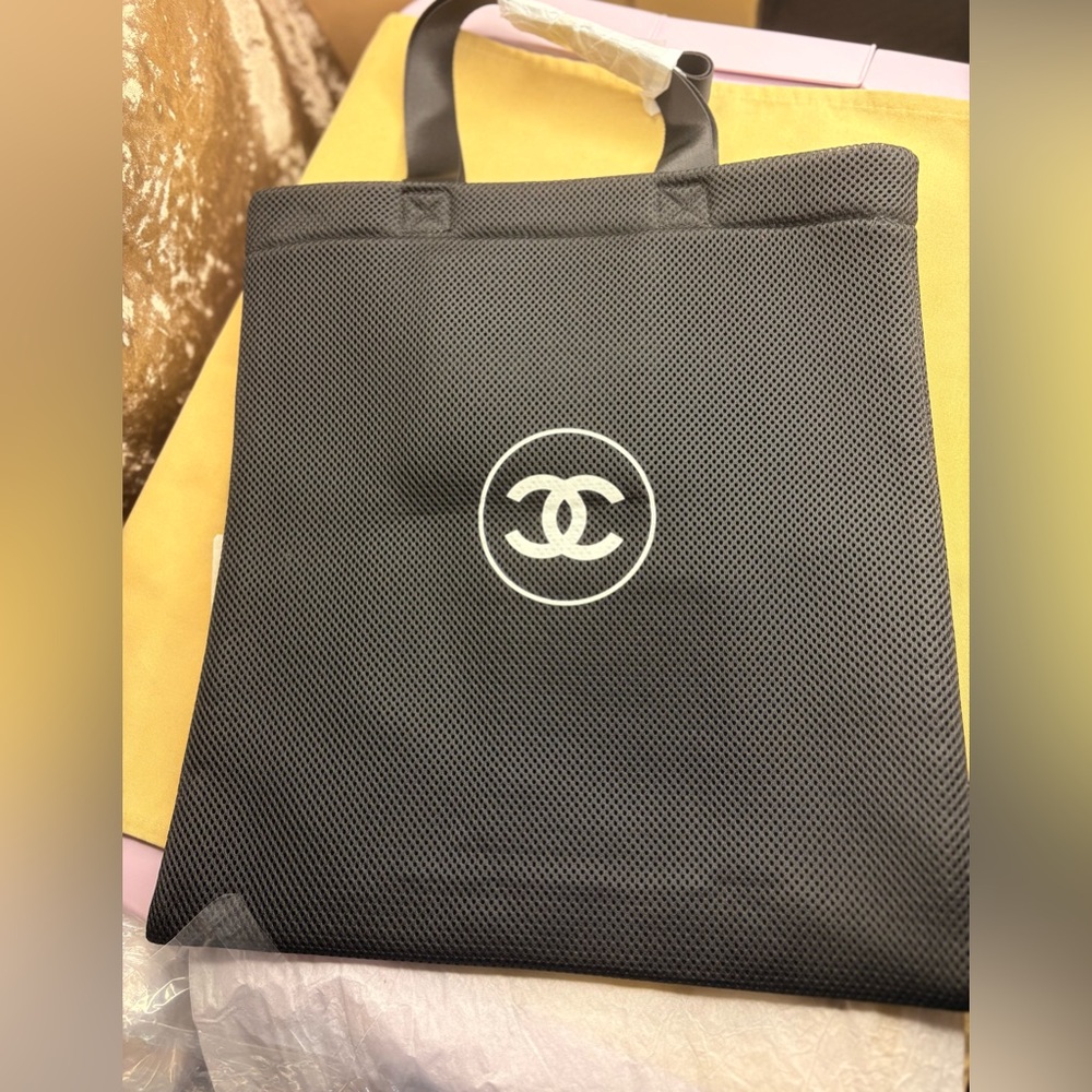 CHANEL Black Mesh Logo Tote Bag GWP